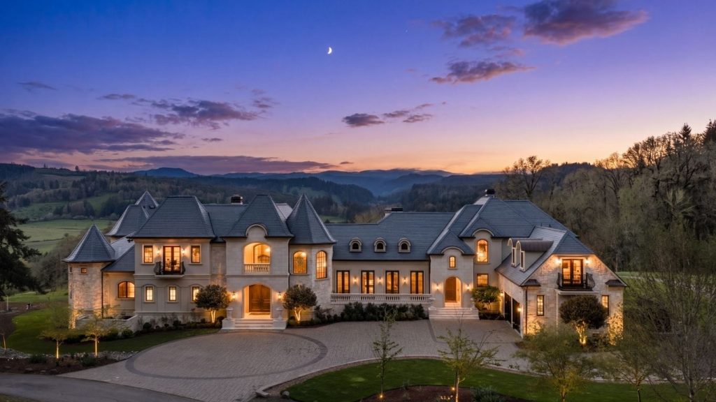 Silverado Villa Willamette Valley Oregon French Country castle exterior
