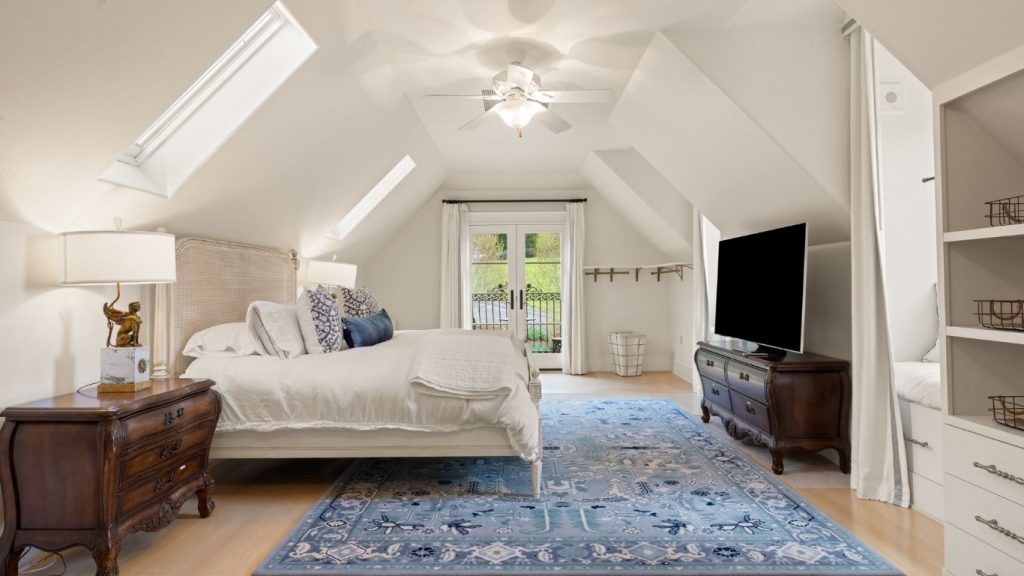 Library with groin vaults and custom bookshelves Silverado Villa